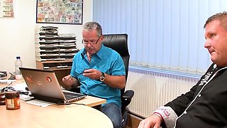 Milf secretary persuaded to have a threesome in the office
