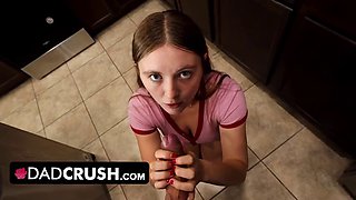 DadCrush - Busty Stepdaughter Returns Her Daddys Favors by Milking His Cock Dry and Letting Him Creampie Her Tight Little Pussy