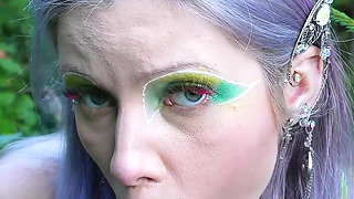 I'm the Only Elf in the Forest, Pleasuring My Pussy with a Big Dildo and Cumming with a Squirt - in Nature!