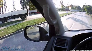 Streetfuck com nasty hitchhiker Little Caprice payed the ride with her snatch