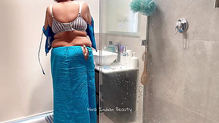 Beautiful Indian Couple - Hot Desi Wife in Saree Making Love in Shower - Saree Sex in Bathroom - Loud Moaning - Pussy Fingering