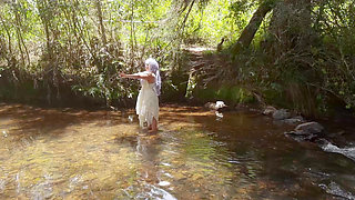 Forest nymph taking a peaceful bath