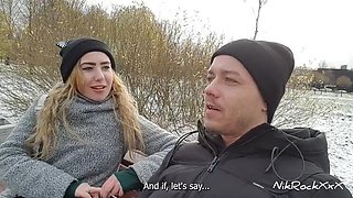 Russian Pickup: Nikolas Fucks Teen Blonde in Hallway with Big Ass & Natural Tits