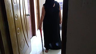 Indian Hot Maid Fucked by the Owner While Sweeping House - Huge Ass Cum