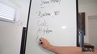 Horny vixen sucks long cock in the office