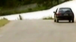 A horny young couple has sex in a car in the middle of nature