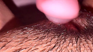 Tongue deep into a pussy.  Skinny hot girl