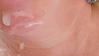 Busty Mature Blonde Licks Own Nipples in Solo Orgasm