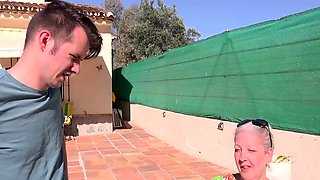 Horny Stud Fucks Mature Granny By The Pool