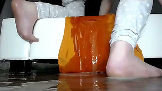 She Make Dirty All the Floor with Big Cum