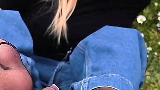 Greek Mountain Wild Footjob with Sweaty Nylon Feet - Outdoor Cum on Soles