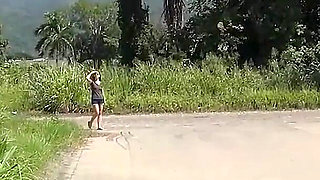 Car Blowjob with Stranger Man! Female Tourist Jerks the Sperm Out of His Cock!