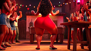 Hot Slim Favelada with Big Ass Dances Wildly at Pagode Gets Naked on Table Then Squats to Pee in Dark Alley