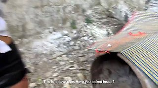Three workers persuade a fragile inspector to fuck. , and