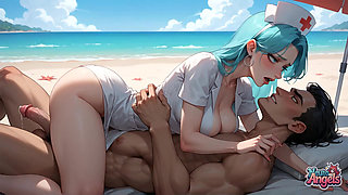 Beach Bliss: Turquoise Hair Babe's Triple Ejaculation Orgy