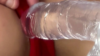 New toy teasing her wet pussy