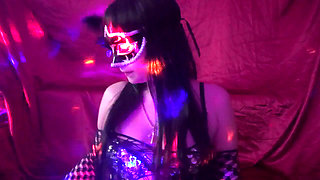 JOI in mask and sexy lingeria with cum countdown