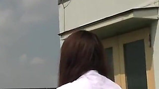 Stunning Nurse Lady Gets Thrilling Daylight Exposure on the Care Facility Rooftop in Uniform - Part1
