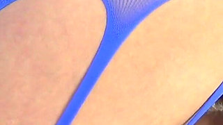 Fucking a Hairy Girl Standing on a Fuck Machine