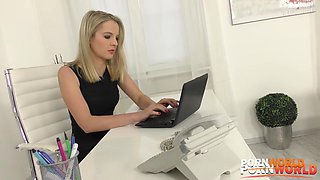 Office threesome tryst with Tiffany Tatum & Rose riding a veiny hard cock