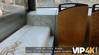 Vip4k. two pretty lesbos don't mind to having a 3some with a stranger from the teach