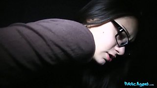 Hot russian stunner in nerd glasses creampied by Big Dick - public agent