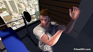 Futanari Gym Domination: Buff guy gets intensely pleasured by hung futa in a sweaty workout session at Prime3DX