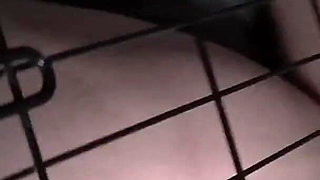 Little Slut Bonded Fucked in a Cage by a Machine Gets a Bowl of Cum to Lick