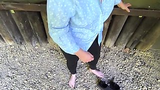 Public Outdoor BDSM Training: Hard Vagina Slapping Session for World Record - Part 11 with Bouncy Tits Action