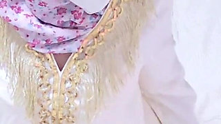 A Malaysian Hijabi Girl Teasing with White Abaya Showing off Her Ass