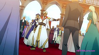 Titan dominates bride in bed after erotic anime feast