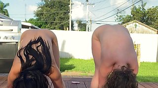 Beautiful amateur brunette lesbians at play