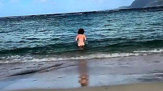 Wild brunette cums hard all over big black cock outdoors