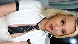 Cute blonde with big boobs solo