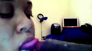 Ebony Amateur Deepthroats in POV Blowjob Video