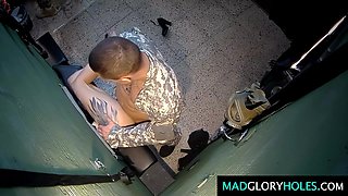 2 Pretty Slim Sub Sluts Squirt Like Crazy While Horny Soldiers Fuck Them Hard In Glory-hole Club