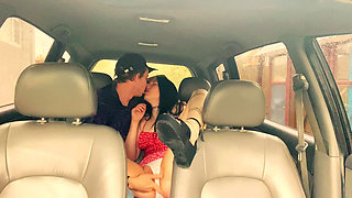 Wife Cheating with a Taxi Driver in the Car Outside the House