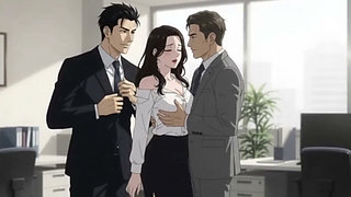 Boss share his secretary with client for deal closing