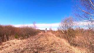 Naked Blonde Russian Teen Walks on the Farm