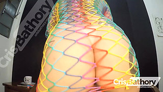 Fucking My Ass and Pussy with My Tiny Rainbow Dress