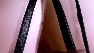 Having Fun Brunette in Long Latex Stockings