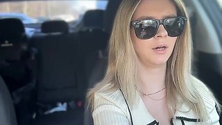Blonde Babe Driving Around Like a Slut in Car