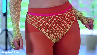Russian Cutie Explores Sensual 80s Aerobics Orange Suit