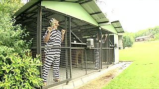 The slut Cecilia Vega gets pounded in the ass by the dicks of the prisoners Mugur and Nick Lang