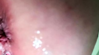 Toilet orgasm with creampie cum dripping