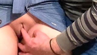 Dirty Hobby! Old Man Fingering Perfect Pussy in Public