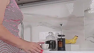 Auntjudys - Mature Hairy MILF Lada Serves up Her Hairy Pussy in the Kitchen
