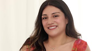 Adorable brunette Latina pulled by the hair and GAPED