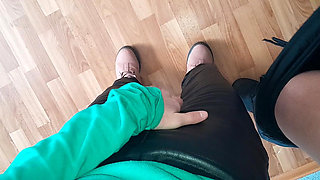 Three Female Students Gathered Together in an Empty Lecture Hall During a Break to Have Sex