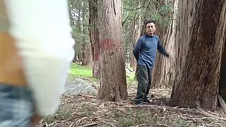 Stepdad fucks young college girl with big ass in forest - homemade amateur blowjob